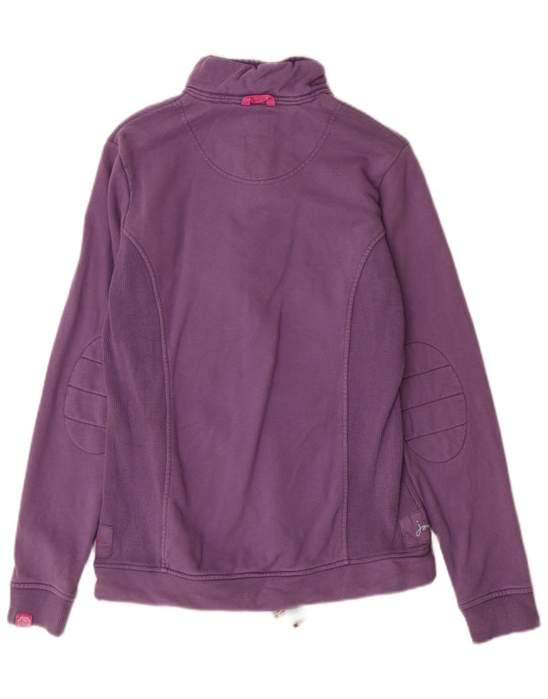 Joules Womens Button Neck Sweatshirt Jumper UK 8 Small Purple Cotton
