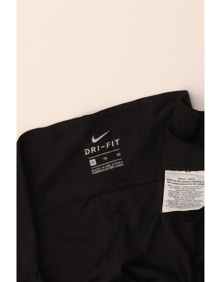 NIKE Womens Dri Fit Graphic Capri Leggings UK 18 XL  Black Polyester