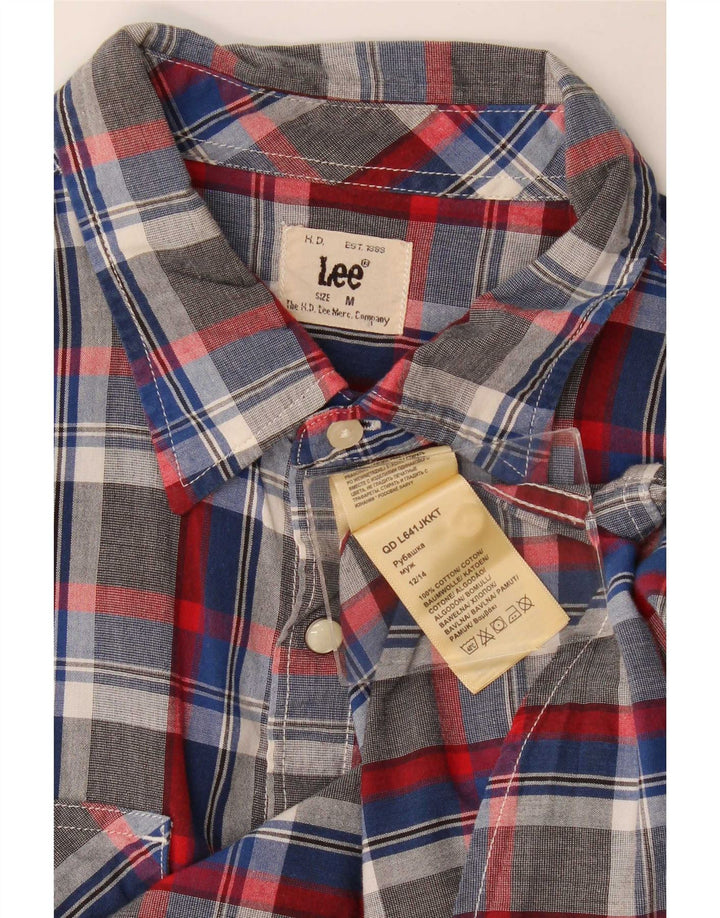 Lee Mens Short Sleeve Shirt Medium Grey Check Cotton