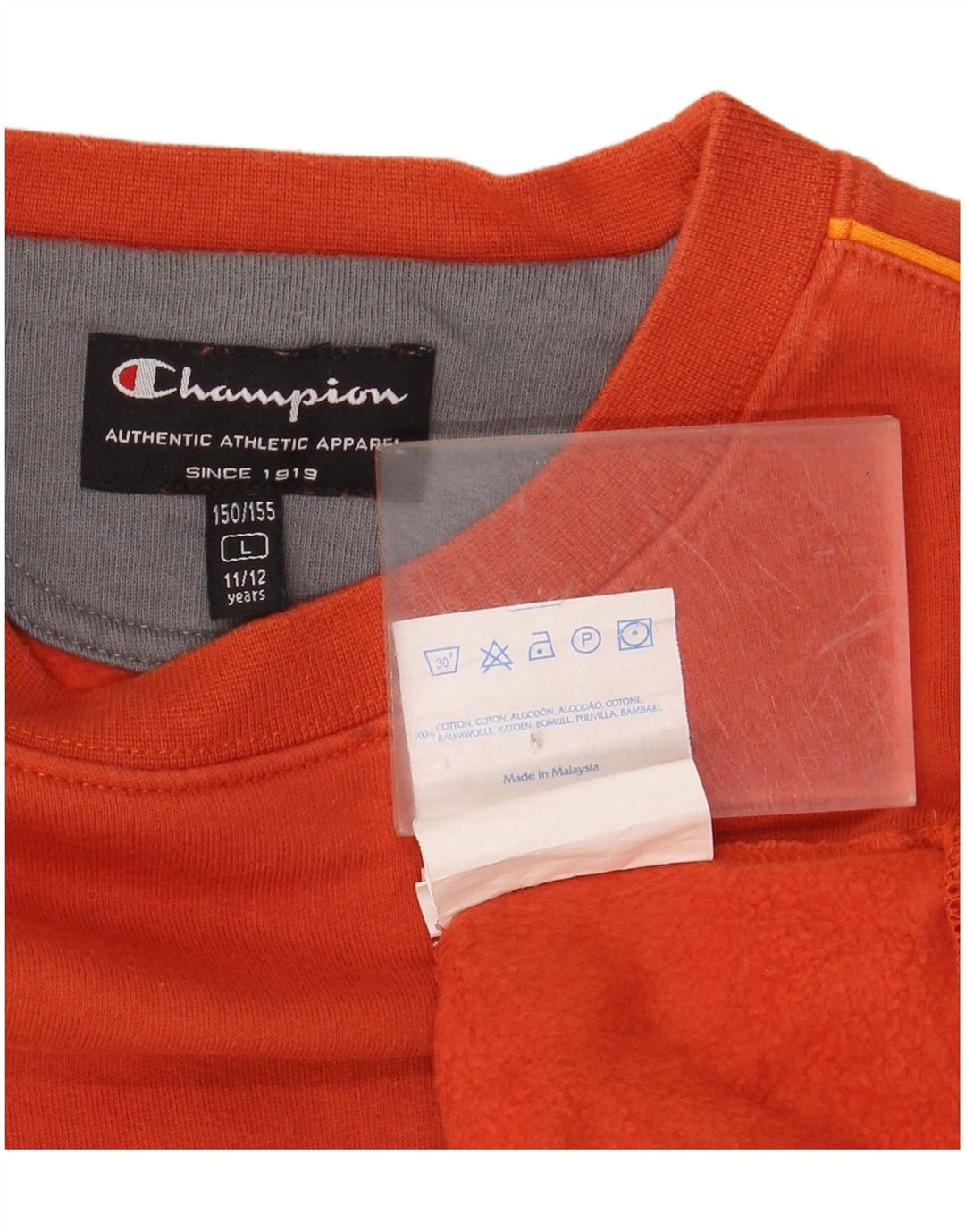 CHAMPION Boys Graphic Sweatshirt Jumper 11-12 Years Large  Orange Cotton