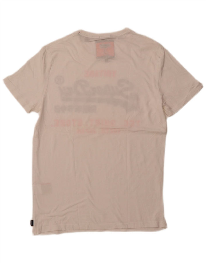 SUPERDRY Mens Graphic T-Shirt Top Large White Cotton