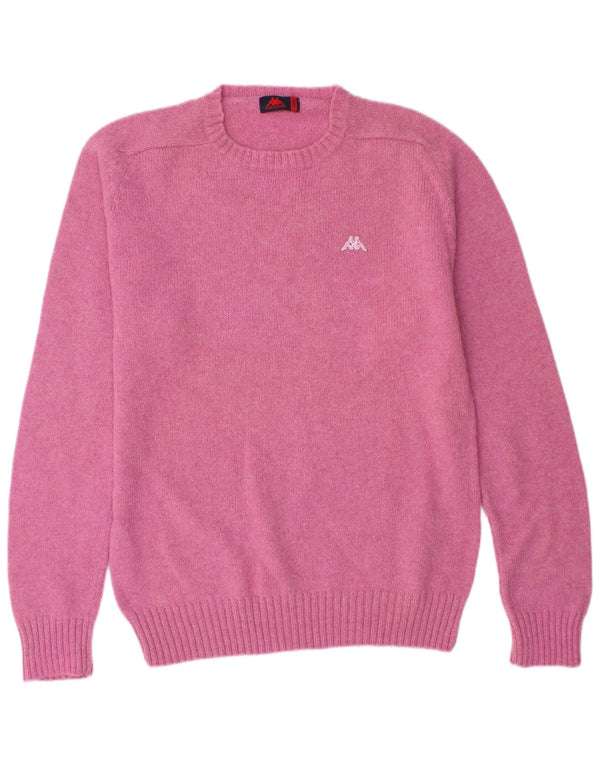 KAPPA Mens Crew Neck Jumper Sweater Large Pink Wool