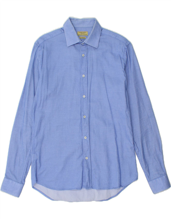 ZARA Mens Tailored Fit Shirt Size 38 Medium Blue Geometric Cotton Vintage Zara and Second-Hand Zara from Messina Hembry 