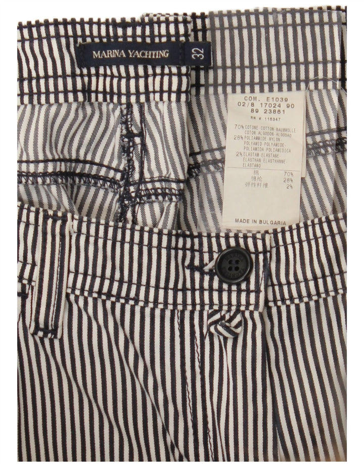 MARINA YACHTING Womens Capri Trousers W32 Large Navy Blue Striped Cotton
