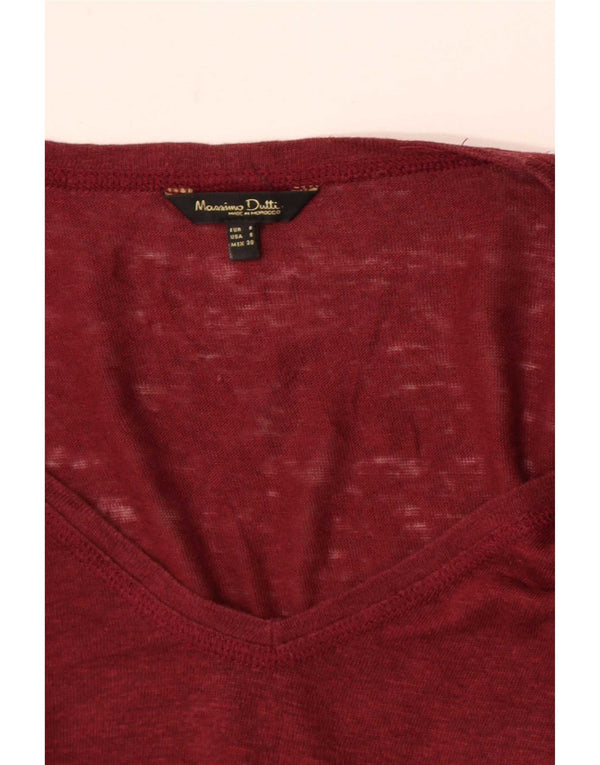 Massimo Dutti Womens T-Shirt Top UK 10 Small Burgundy