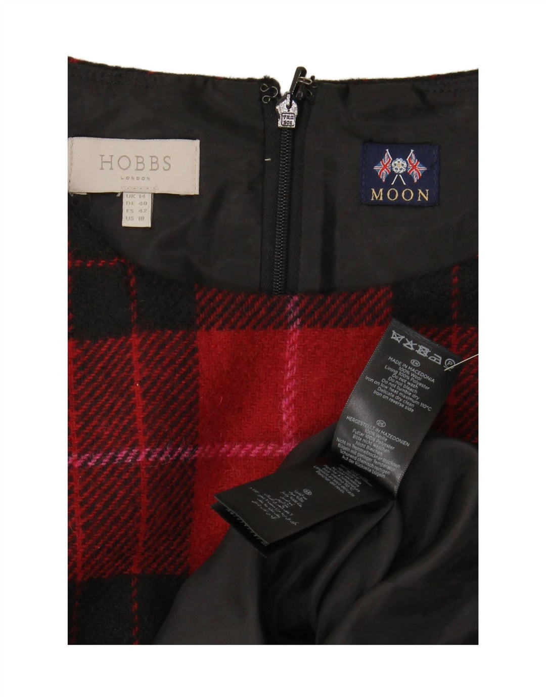 HOBBS Womens Sleeveless Shift Dress UK 14 Large  Red Check