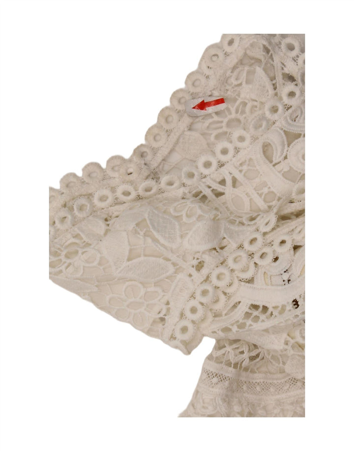 Guess Womens Sleeveless Lace Tiered Dress UK 12 Medium White Polyester