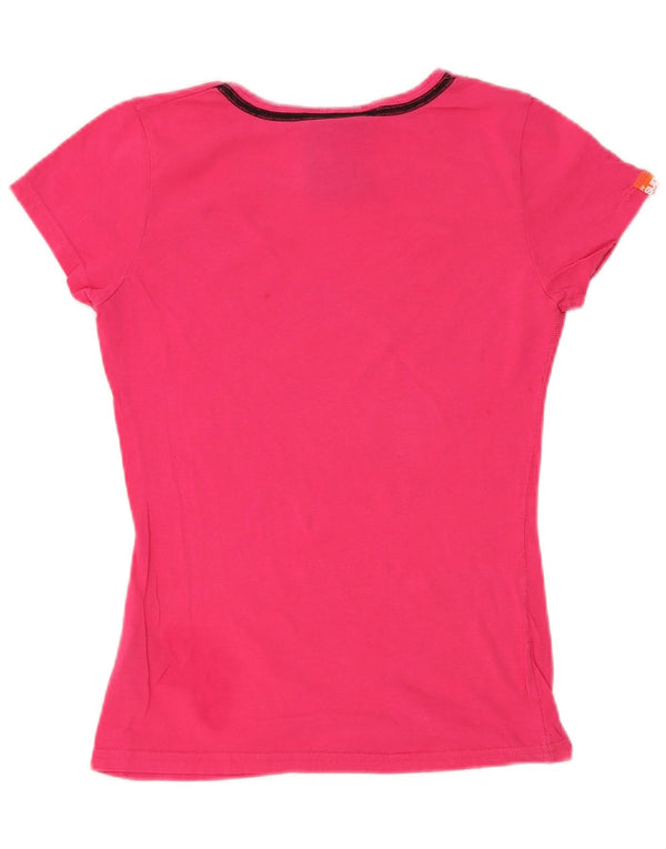 Superdry Womens Graphic T-Shirt Top UK 10 Small Pink Cotton