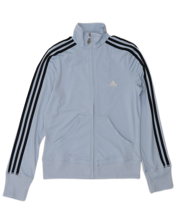 Adidas Womens Tracksuit Top Jacket UK 12 Medium Blue Polyester