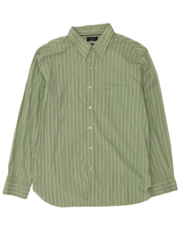 DOCKERS Mens Shirt XL Green Pinstripe Cotton