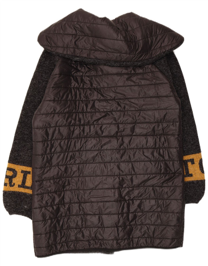 Toy G Womens Graphic Overcoat UK 12 Medium Grey Wool