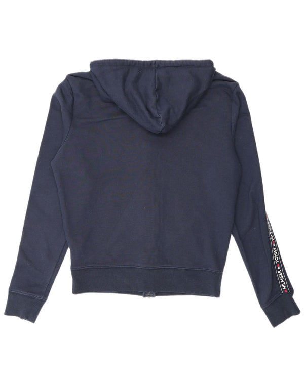 Tommy Hilfiger Mens Graphic Zip Hoodie Sweater Medium Navy Blue Cotton