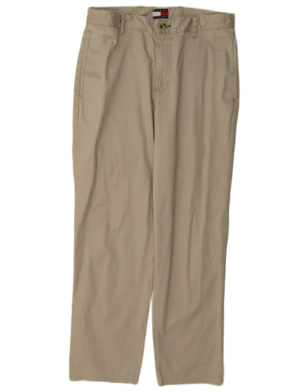 Tommy Hilfiger Mens Straight Chino Trousers W30 L30 Beige Cotton