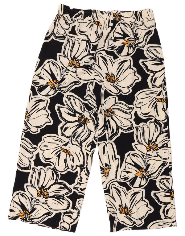 Marks & Spencer Womens Casual Trousers UK 18 XL W38 L28 Black Floral