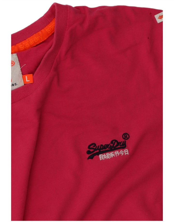 Superdry Womens T-Shirt Top Large Pink Cotton