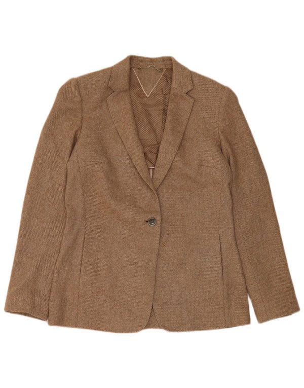 Massimo Dutti Womens 1 Button Blazer Jacket UK 12 Medium Beige