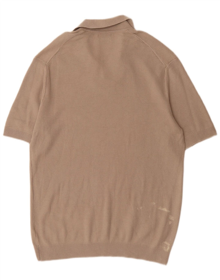 Massimo Dutti Mens Polo Shirt Large Grey Cotton