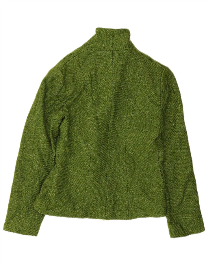 Vintage Womens Front Tie Blazer Jacket IT 42 Medium Green Wool