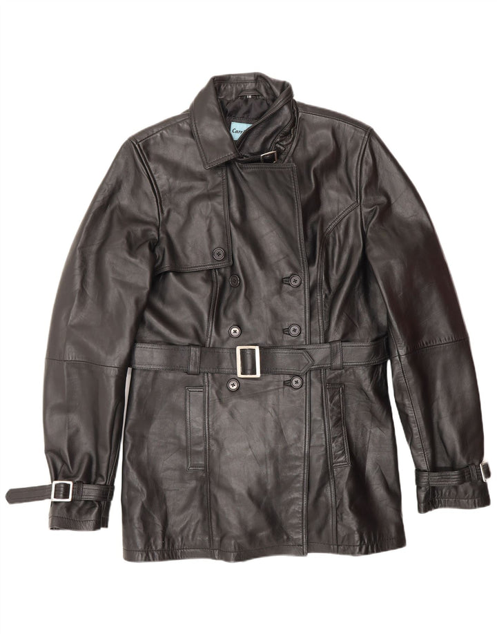 CARRIE HOXTON Womens Double Breasted Jacket UK 18 XL  Black Leather