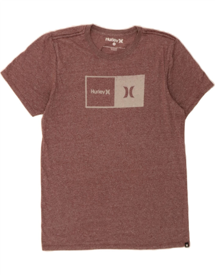 HURLEY Mens Graphic T-Shirt Top Small Burgundy Polyester Vintage Hurley and Second-Hand Hurley from Messina Hembry 