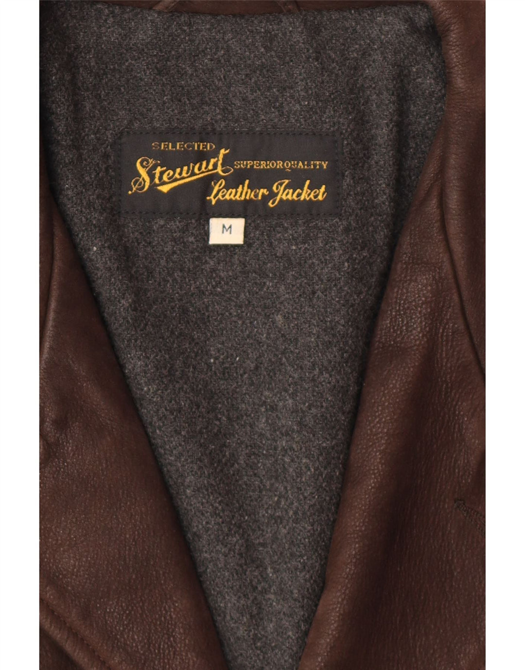 STEWART Mens Leather Jacket UK 38 Medium Brown Leather