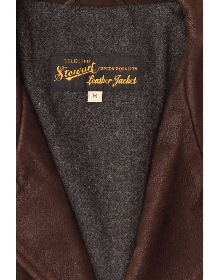 STEWART Mens Leather Jacket UK 38 Medium Brown Leather