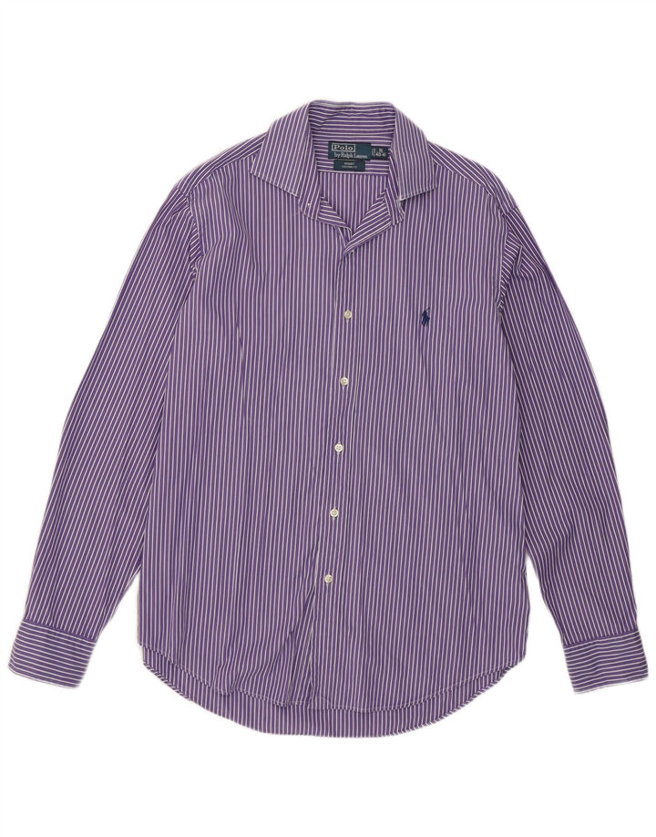 Polo Ralph Lauren Mens Regent Shirt Size 16 Large Purple Striped Cotton