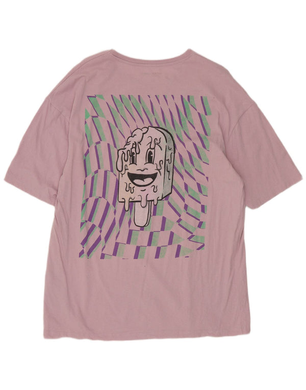 Jack & Jones Mens Graphic T-Shirt Top Large Pink Cotton