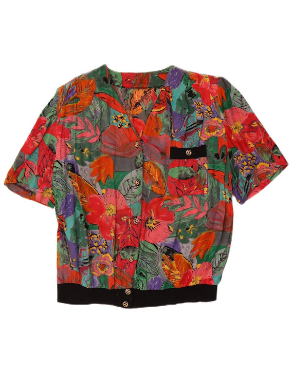 Vintage Womens Short Sleeve Shirt Blouse UK 14 Large Multicoloured Floral