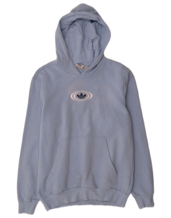 Adidas Boys Graphic Hoodie Jumper 13-14 Years Blue Cotton
