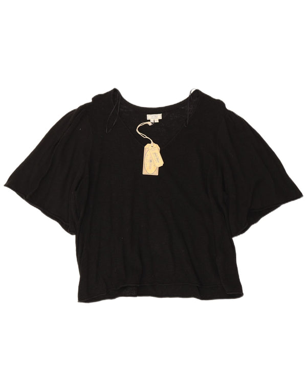 Fat Face Womens Blouse Top UK 18 XL Black Cotton