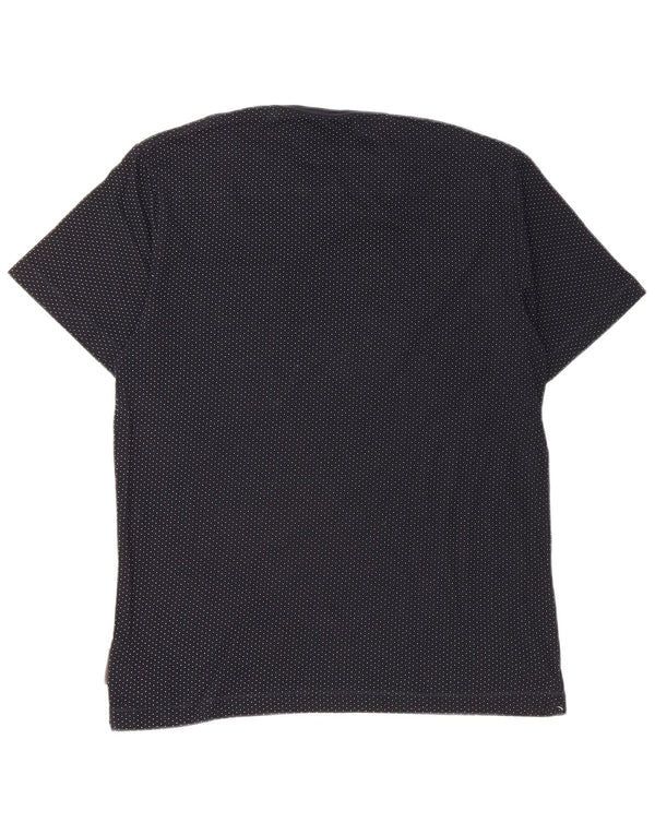 French Connection Mens T-Shirt Top Medium Navy Blue Spotted Cotton