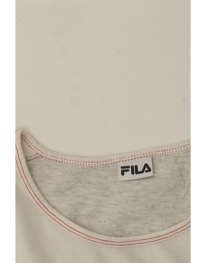 FILA Womens Graphic Top Long Sleeve UK 12 Medium Grey Flecked
