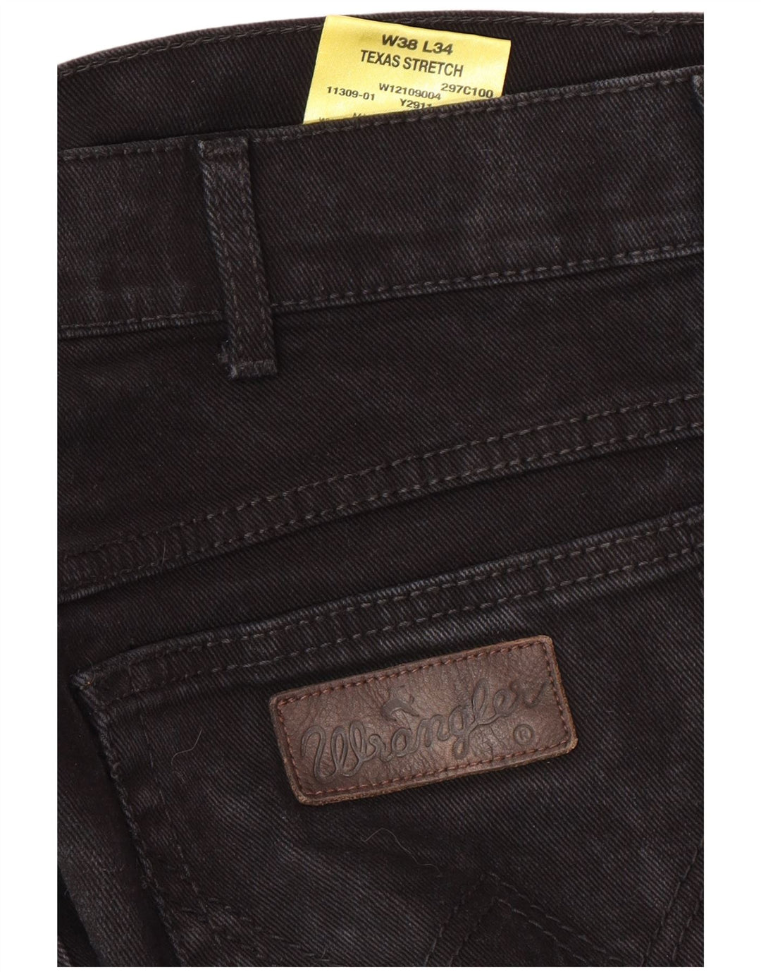 WRANGLER Mens Texas Stretch Straight Jeans W38 L34 Black Cotton