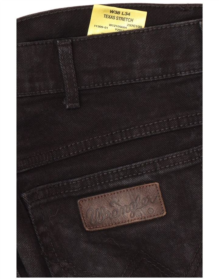 WRANGLER Mens Texas Stretch Straight Jeans W38 L34 Black Cotton