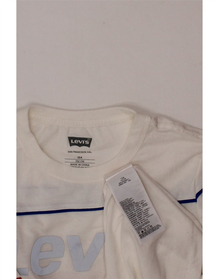 LEVI'S Boys Graphic Top Long Sleeve 11-12 Years White Cotton Vintage Levi's and Second-Hand Levi's from Messina Hembry 