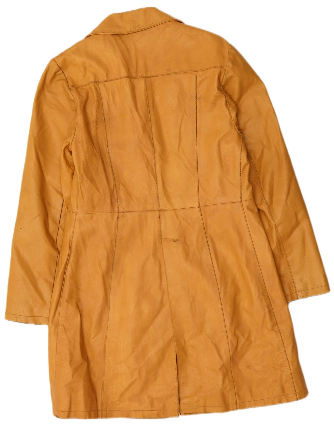 PLEASE Womens Leather Coat UK 14 Large Yellow Leather