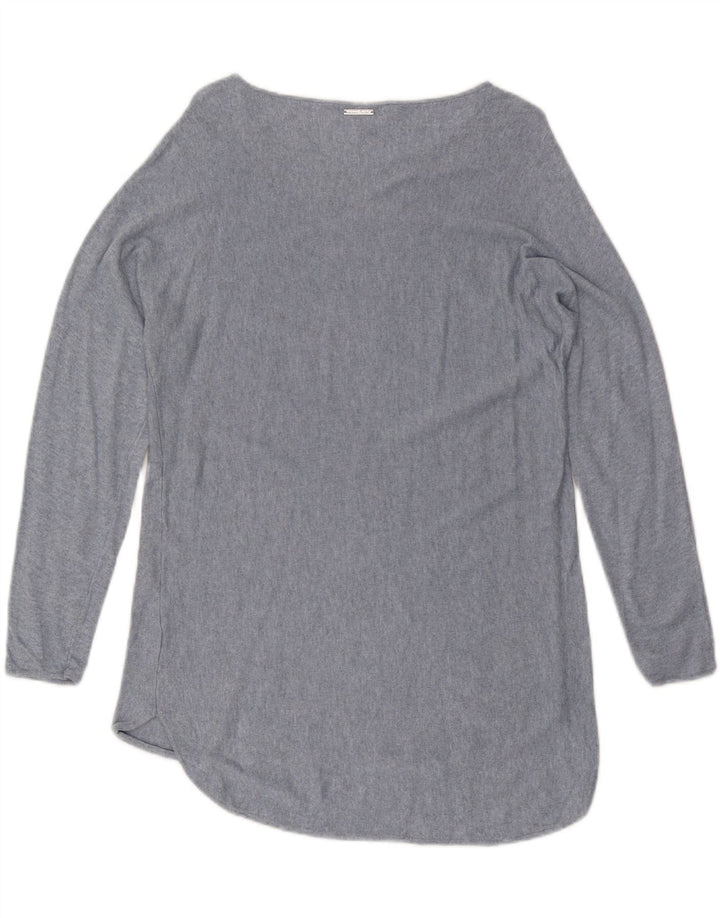 MICHAEL KORS Womens Boat Neck Jumper Sweater UK 14 Medium Blue