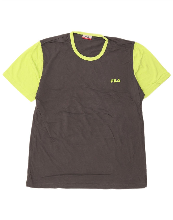 FILA Mens T-Shirt Top Medium Grey Colourblock Cotton