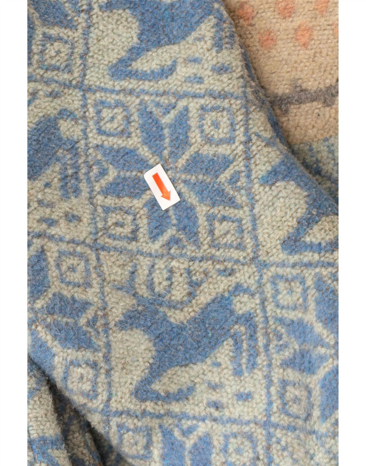 VINTAGE Womens Loose Fit Windbreaker Coat UK 16 Large Blue Fair Isle