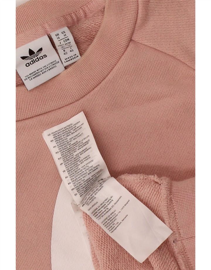 ADIDAS Womens Oversized Graphic Sweatshirt Jumper UK 14 Medium  Pink Vintage Adidas and Second-Hand Adidas from Messina Hembry 