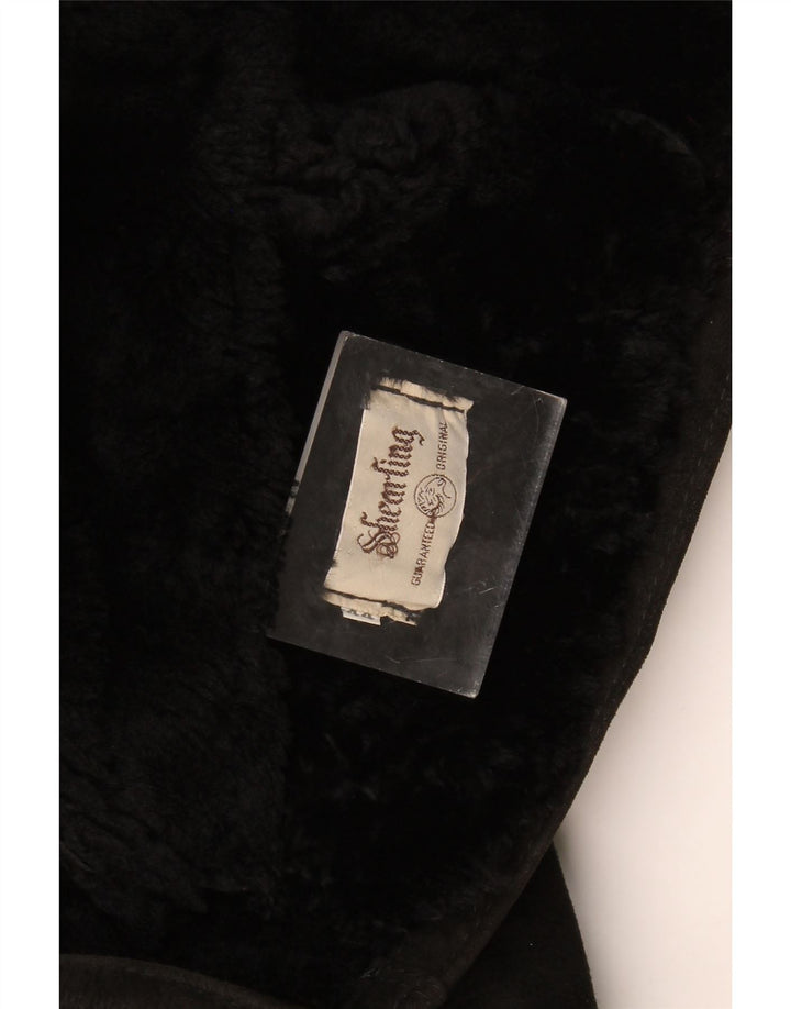Vintage Womens Oversized Shearling Jacket IT 44 Medium Black Shearling
