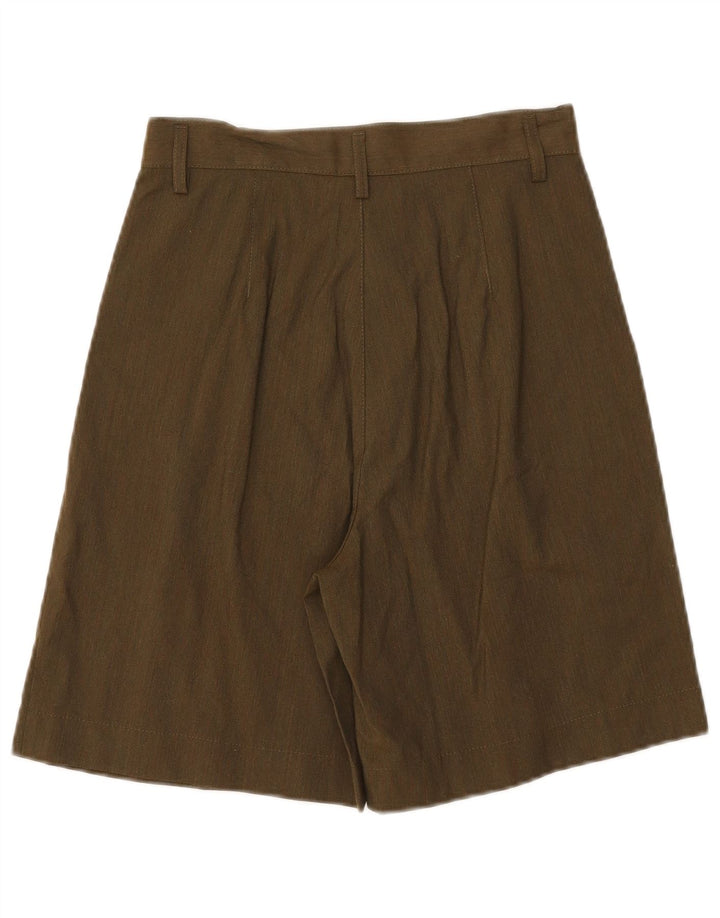 Benetton Womens High Waist Pegged Chino Shorts IT 42 Medium W26 Khaki Wool