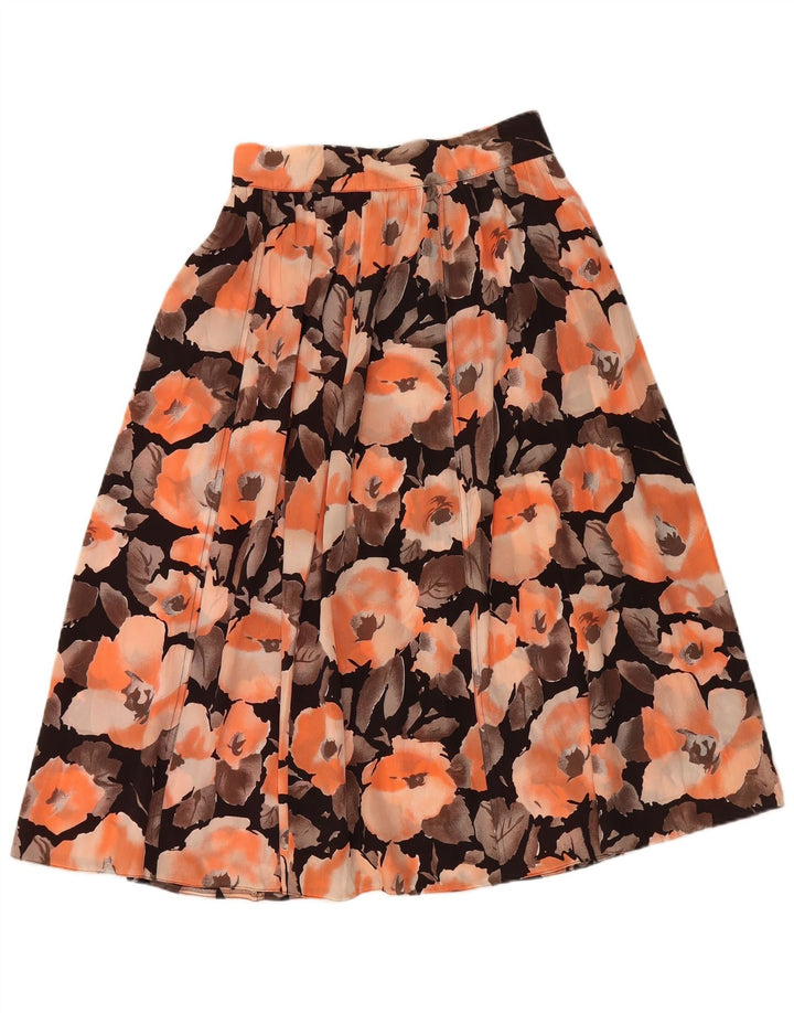 Vintage Womens Flared Skirt W28 Medium Orange Floral