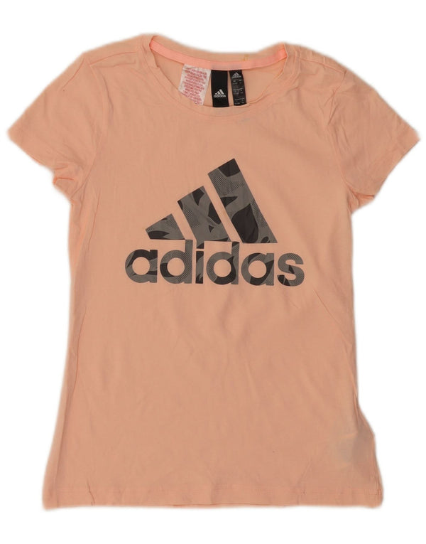ADIDAS Girls Graphic T-Shirt Top 13-14 Years Pink Cotton