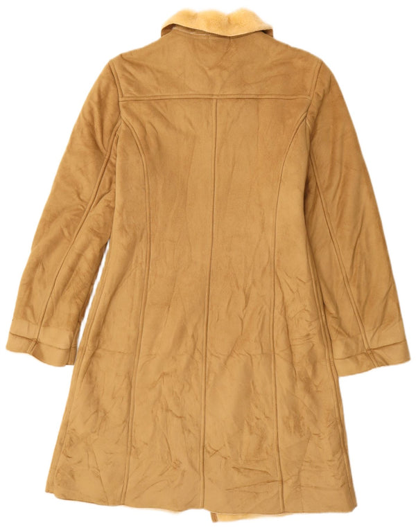 BENETTON Womens Sherpa Overcoat UK 10 Small Beige Modacryl