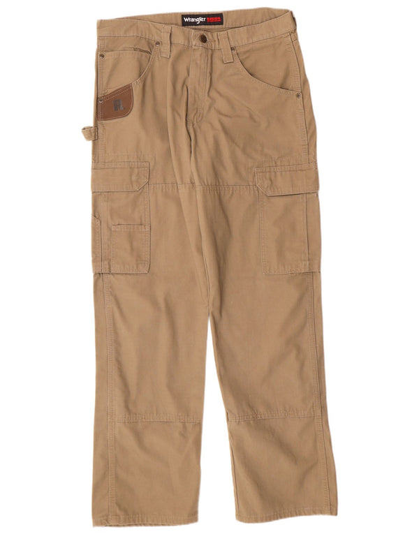 Wrangler Mens Worker Wear Straight Cargo Trousers W32 L30 Brown Cotton