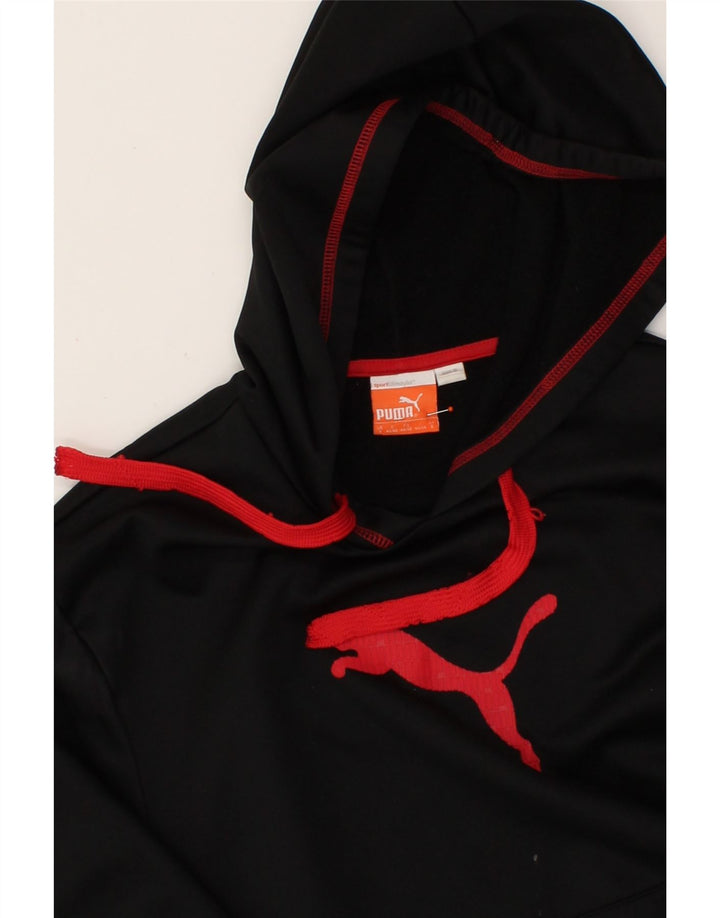 PUMA Womens Oversized Graphic Hoodie Jumper UK 10 Small Black Polyester Vintage Puma and Second-Hand Puma from Messina Hembry 