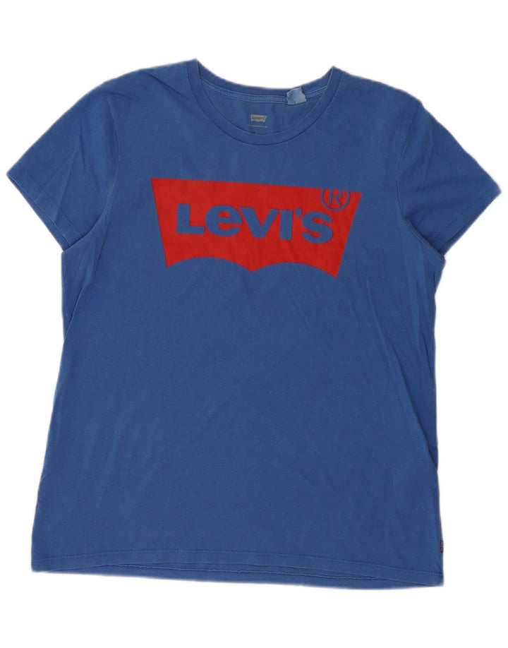 LEVI'S Womens Graphic T-Shirt Top UK 16 Large Blue