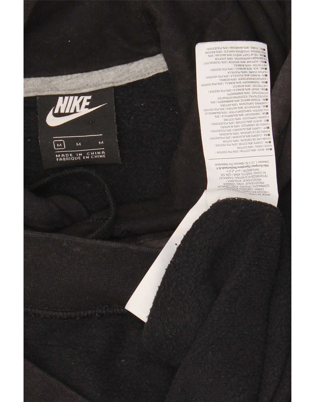 Nike Mens Graphic Hoodie Jumper Medium Black Cotton